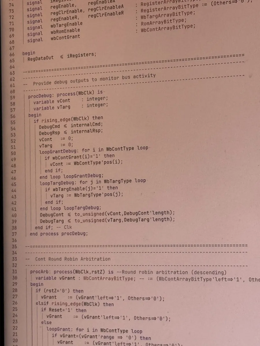 CM3 FPGA Register System IP — VHDL register and Wishbone arbitration source