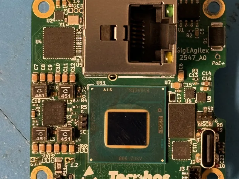 Altera Agilex 3 GigE Vision board designed for rear-mount IR camera integration